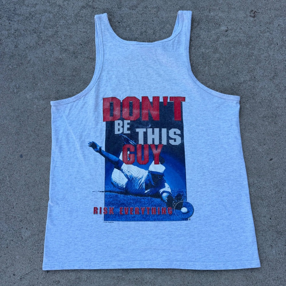 BUGLE BOY | Mens Tank Top XL Grey 1997 B-Ware Graphic Vintage Streetwear Retro